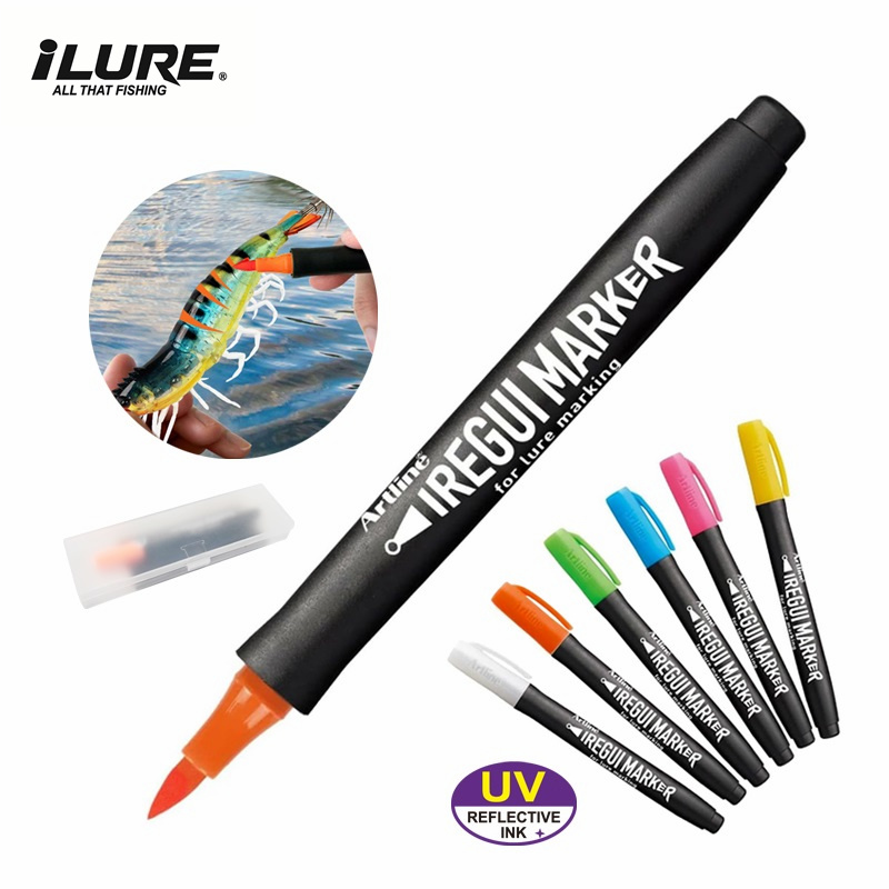 Soft Plastic Lure - ปากกาสีเรืองแสง UV สำหรับตกปลา อุปกรณ์ตกปลาใหม่ สำหรับทำเครื่องหมายเหยื่อปลอมแบบนิ่มและแข็ง เหยื่อปลาหมึก