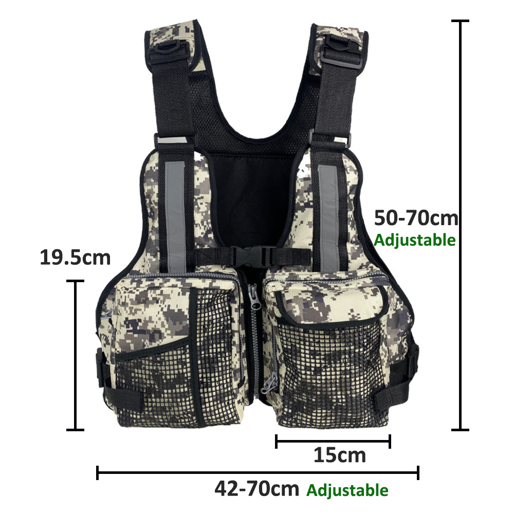 Fishing Equipment Us - เสื้อกั๊กตกปลากลางแจ้งพร้อมกระเป๋าหลายช่อง เสื้อกั๊กตกปลาที่ทนทานและระบายอากาศได้ดีพร้อมนกหวีด อุปกรณ์ตกปลาสำหรับกีฬาทางน้ำกลางแจ้ง