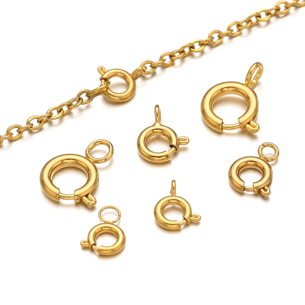 Circle Hook Set - ตัวล็อกสปริงสแตนเลสทรงกลม 10 ชิ้น ตัวล็อกแบบก้ามปู สำหรับเชื่อมต่อสร้อยคอ ทำเครื่องประดับแฟชั่น